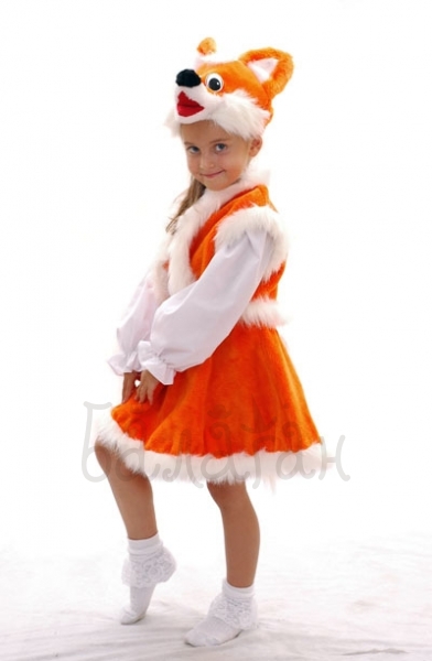 Orange fox animal dress for little girl Halloween costume 