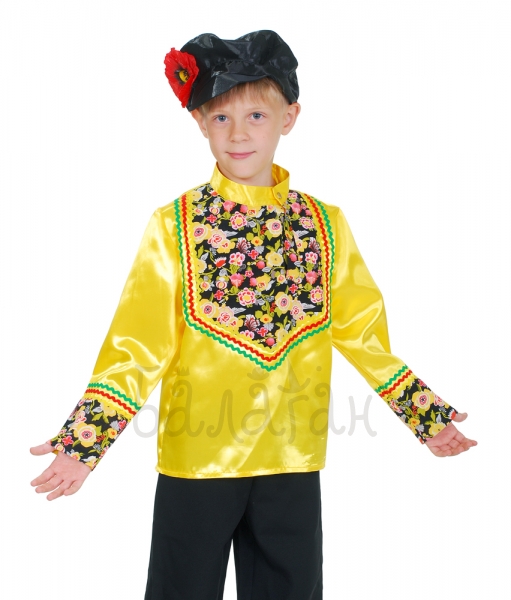 Quadrille square dance costume for little boy with flowers for kids yellow shirt