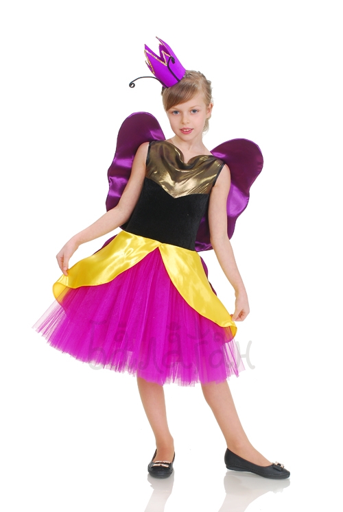 Костюм бабочки-принцессы желто-фиолетовый