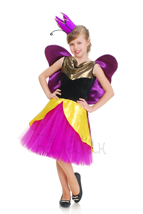 Костюм бабочки-принцессы желто-фиолетовый
