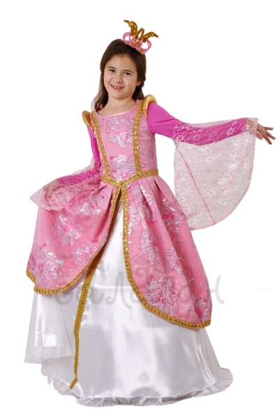Little princess pink costume with crown for little girl fairytale