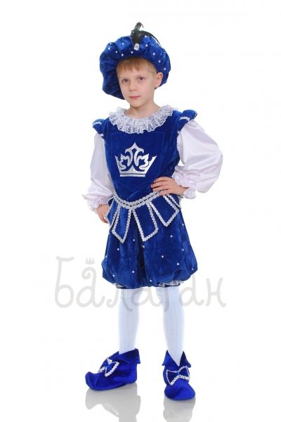 Prince in blue kids costume for little boy