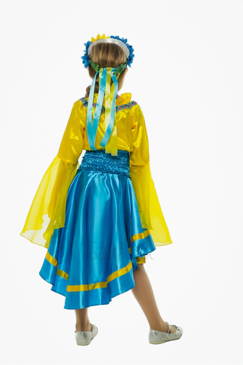 Ukrainian patriotic costume for little girl yellow blue dress 