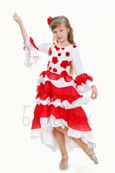КKids Red and White Spanish Princess Costume for girls