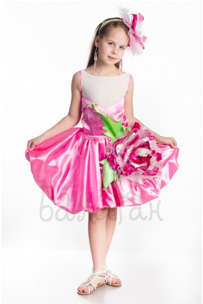Rose flower fairy kids costume dress for little girl