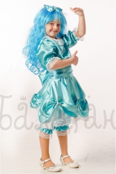 Malvina dress Girl with blue hair Kids costume for little girl