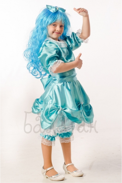 Malvina dress Girl with blue hair Kids costume for little girl