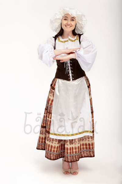 Traditional Scandinavian costume for woman with a hat