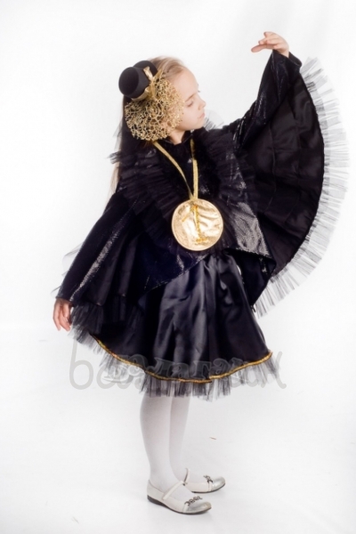  A raven costume for little girl black Party kids dress 