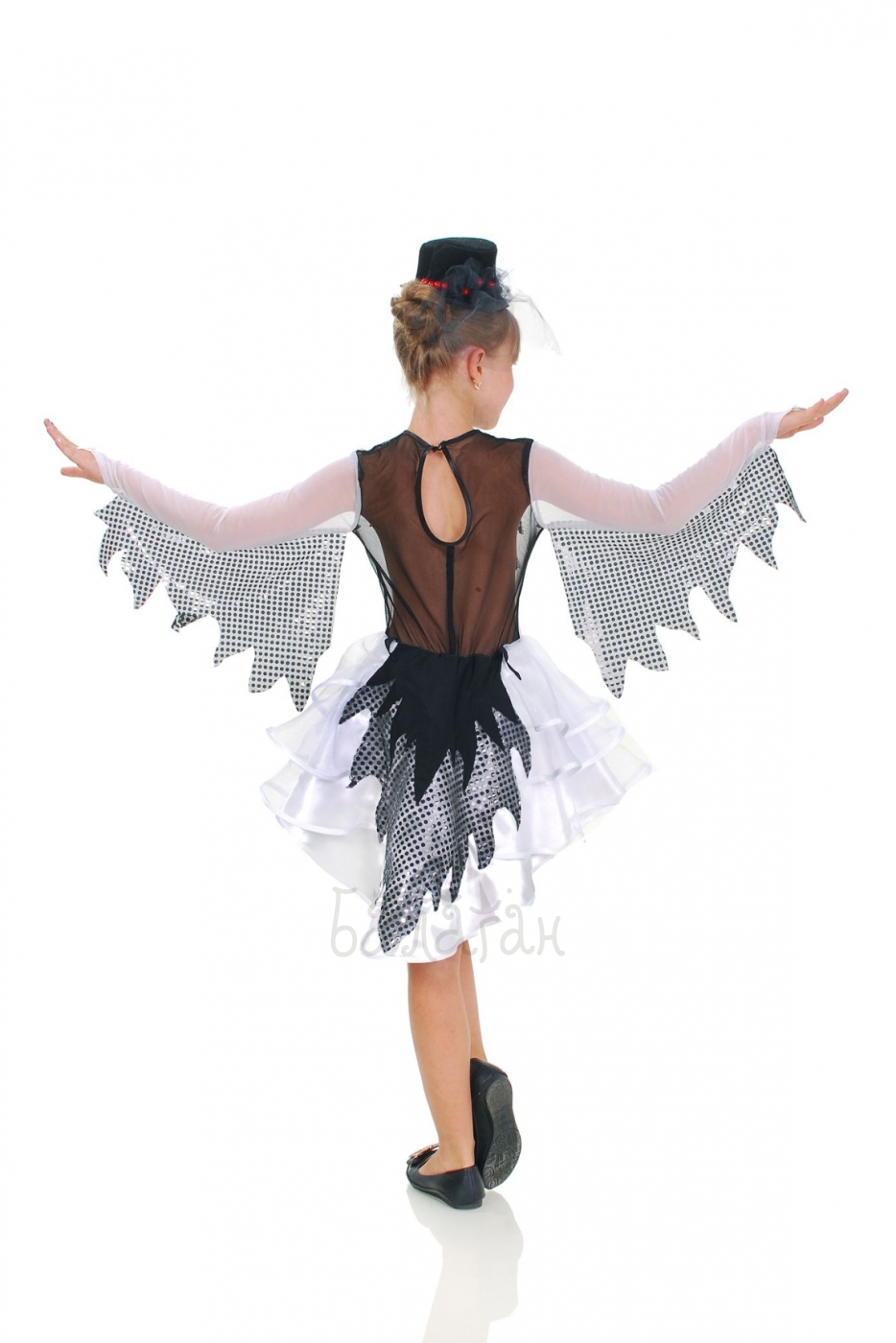 Black billed Magpie Bird Iron costume for little girls 