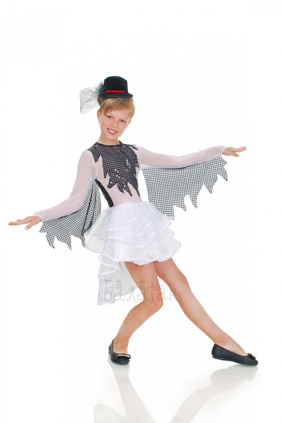 Black billed Magpie Bird Iron costume for little girls 
