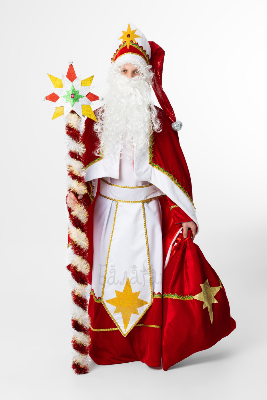 Костюм Святого Миколая червоний з мішком