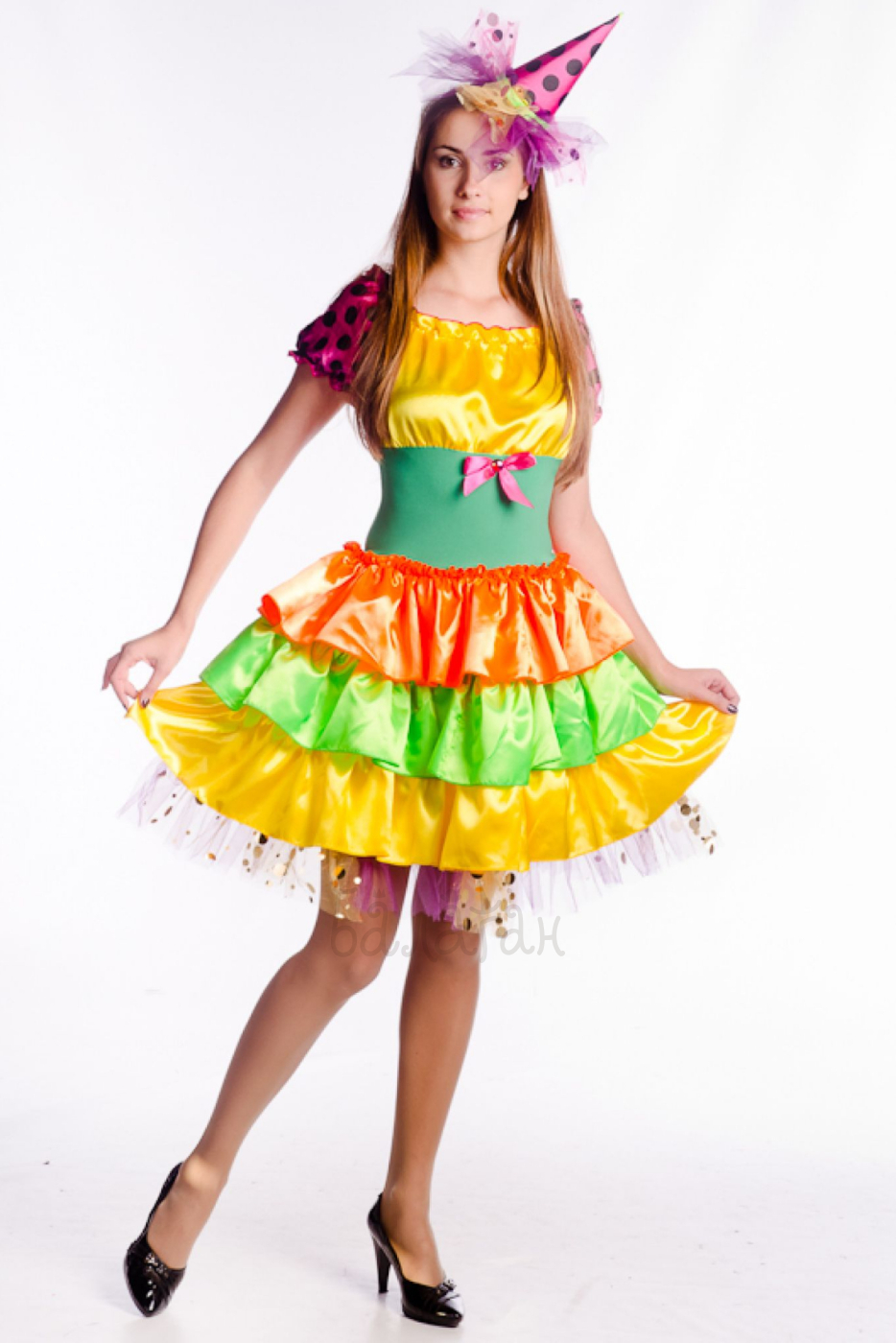 Clown funny dress red nose costume for woman