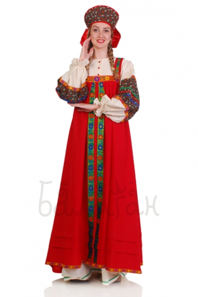 Peasant costume for woman with shirt and long sarafan